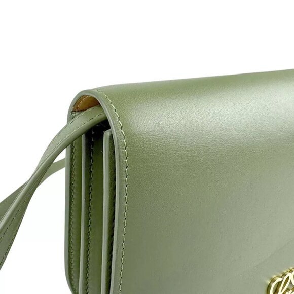 Auth LOEWE GOYA Small Crossbody Shoulder Bag Khaki Leather/Goldtone - z4089 - Picture 6 of 12